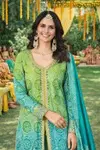 Adaa By Mrudangi Chinon Silk Online Readymade Plazzo Suits Wholesale